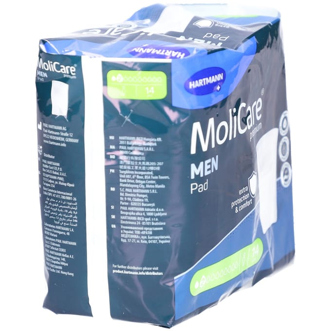 Molicare Premium Men Pad 2 Druppels 330 ml Absorptie - 14 stuks