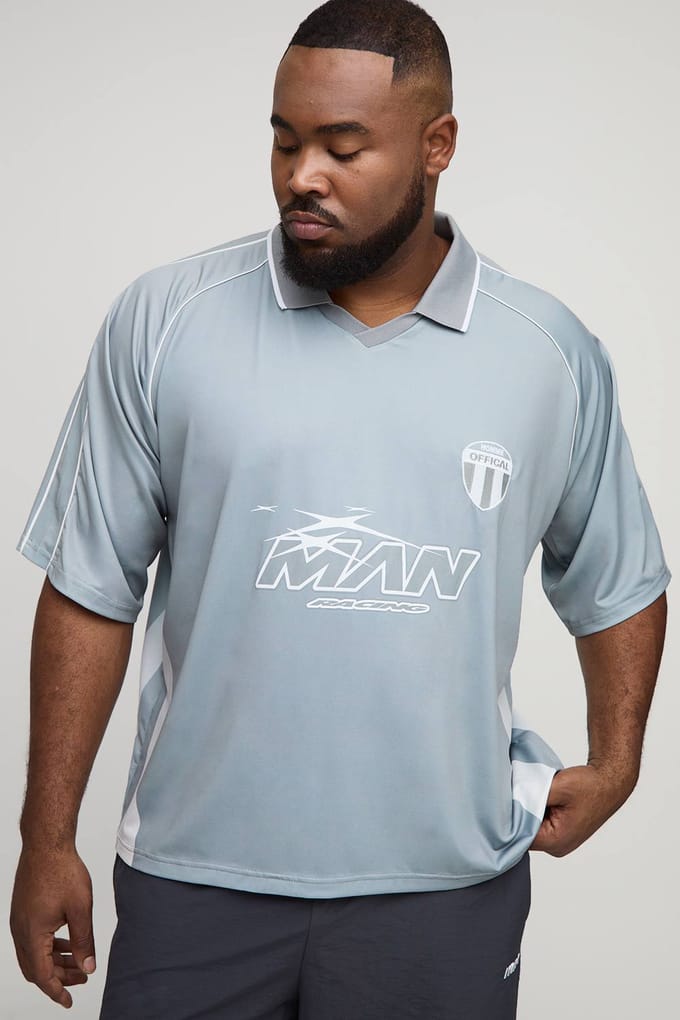 Plus oversized boxy heren sporttop | Grey | Size 2XL
