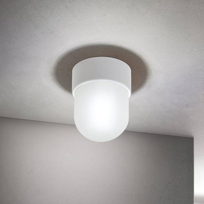 ORION Plafondlamp Ostia, wit, keramiek, satijnglazen, E27