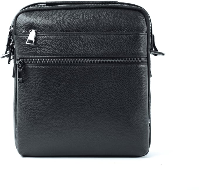 Solier SL36 Norian - Heren crossbody tas - Echt leer - Meerdere vakken - Verstelbare schouderriem - Zwart