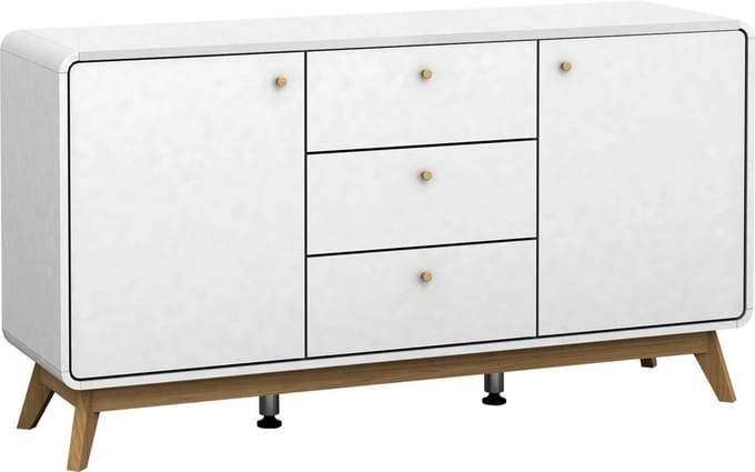 Cassie-Dressoir Wit Spaanplaat/MDF Folied wit/wit