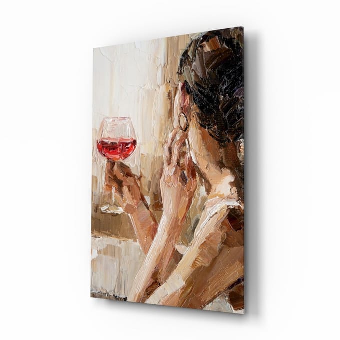 Glasschilderij – Wijn en Vrouwen – Wanddecoratie