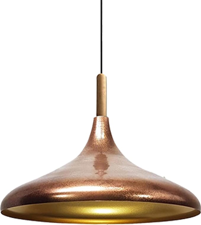 Bamyum Hanglamp Diameter 35 cm E27 Metaal Hout Koperkleur Moderne Lamp