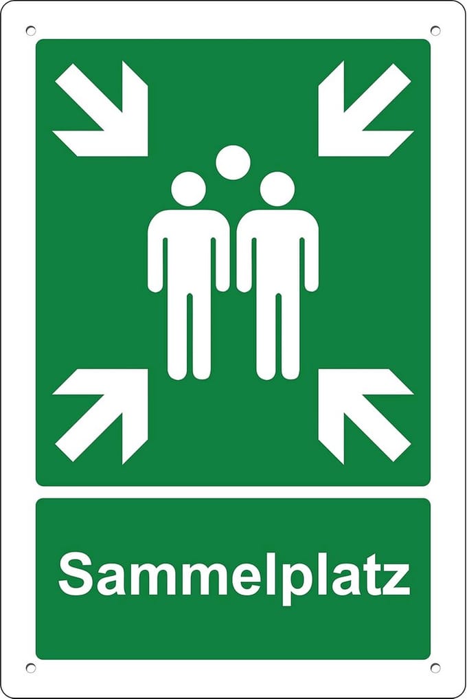 Brandwerend Verzamelplaats Schild - 3mm Aluminium Bord 20x30 cm