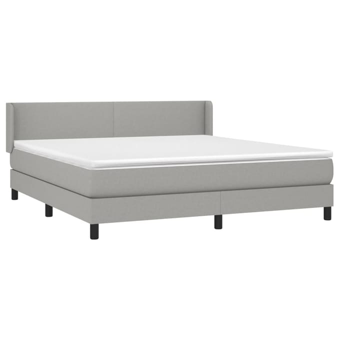 vidaXL - Boxspring - met - matras - stof - lichtgrijs - 160x200 - cm