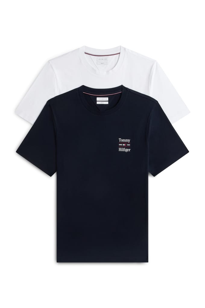 Tommy Hilfiger 2-pack Chest Graphic Navy/white Größe: M | Basic T-Shirts Outlet | Herren | Blau