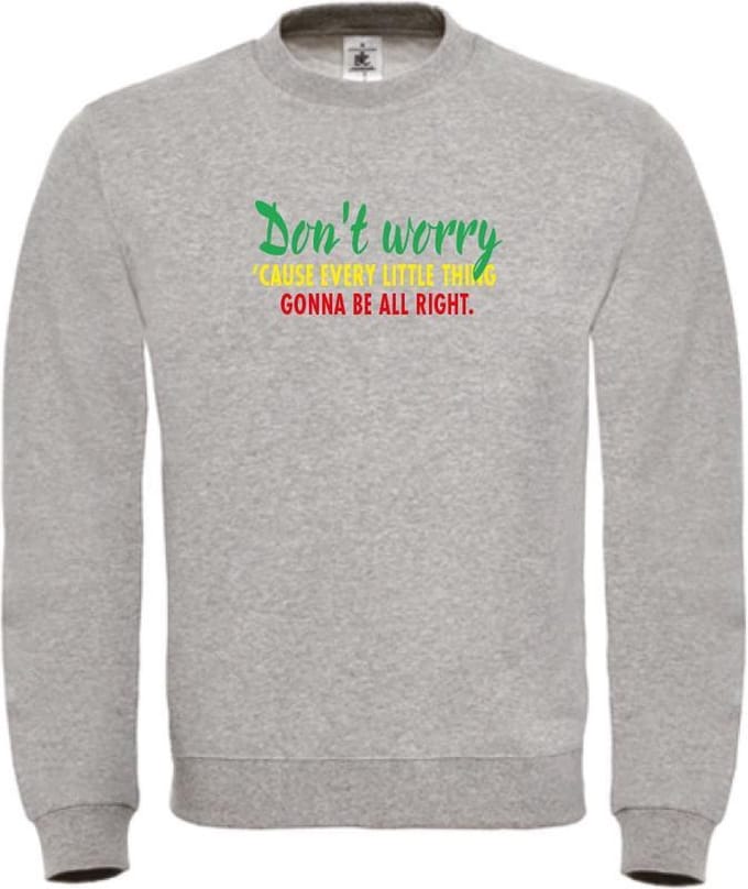 Sweater Grijs L - Don't worry - soBAD. | Sweater unisex | Sweater mannen | Sweater dames | Voetbal