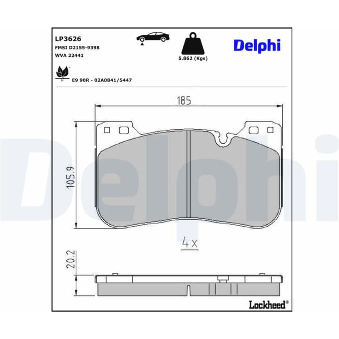Remblokset DELPHI LP3626, voor