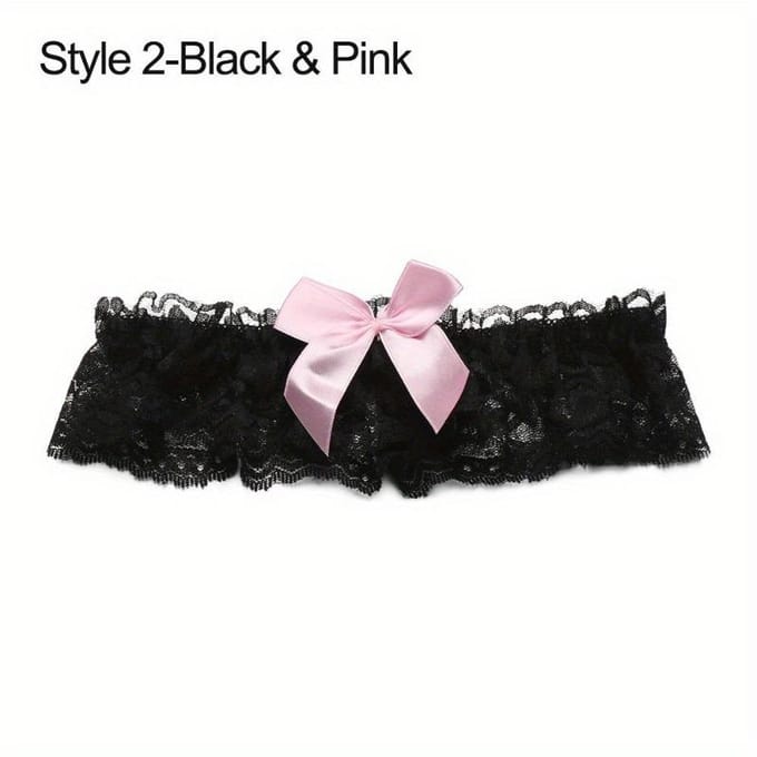 Anneau de cuisse sexy en dentelle avec nœud papillon, anneau de jambe élastique, boucle de jambe, ceinture de jarretière pour mariée, accessoires de fête Cosplay black