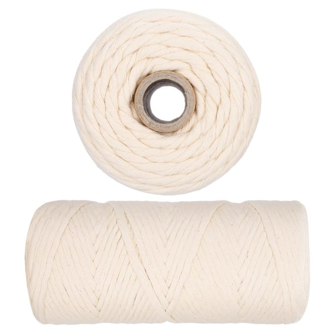 100m Katoenen Touw 3mm Enkelvoudig Katoen Macramé Garen Koord voor DIY Knutselen wit