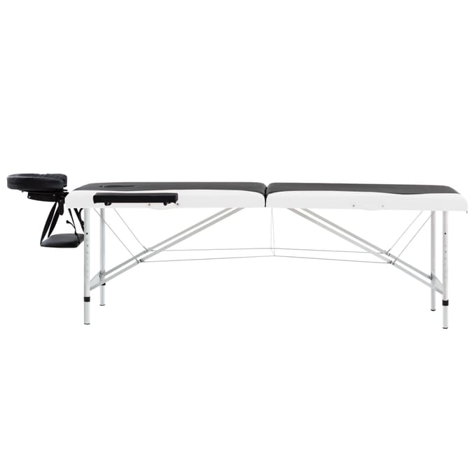 vidaXL - Massagetafel - inklapbaar - 2 - zones - aluminium - zwart - en - wit