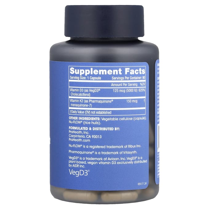 Vitamine D3 + K2, 90 Capsules