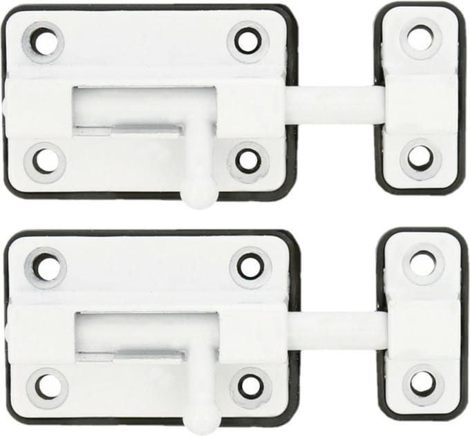 AMIG schuifslot/plaatgrendel - 2x - zamak - 5cm - wit - incl schroeven - deur - raam
