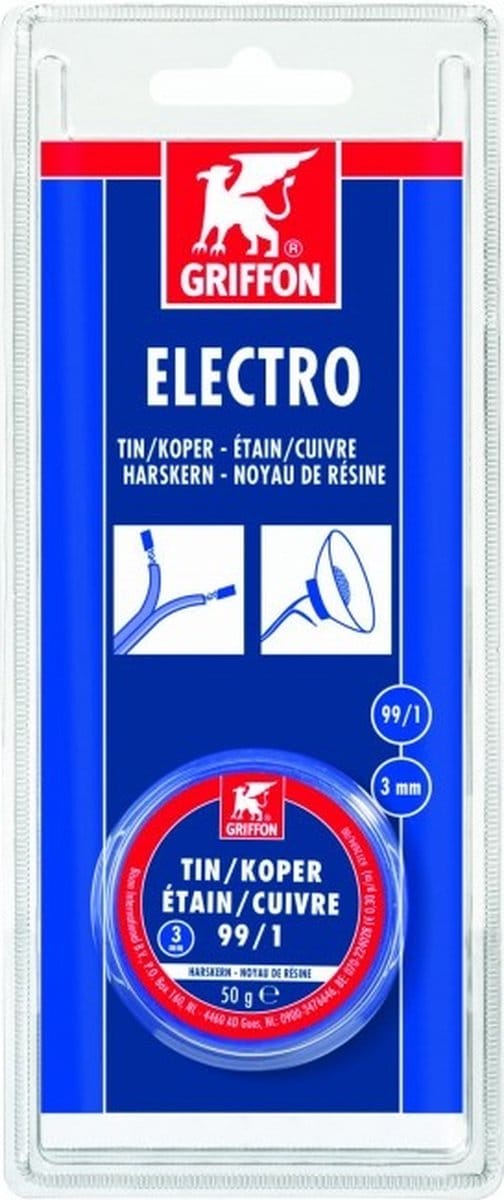 Griffon electro draadsoldeer tin/koper 99/1 harskern Ø 3 mm. - 50 gram