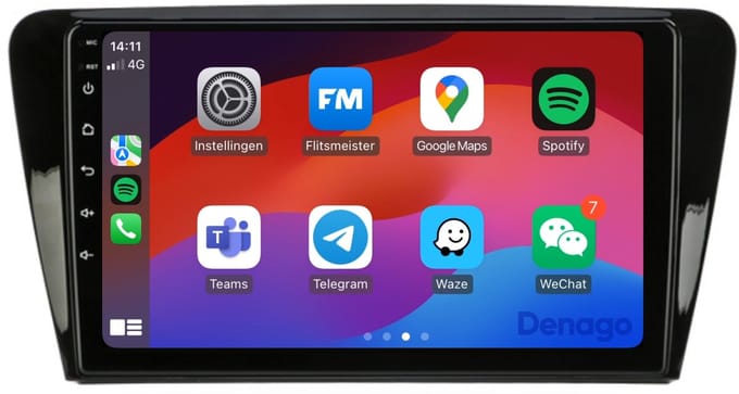 CarPlay autoradio geschikt voor Skoda Octavia (2014 t/m 2017) | 9 inch | Android 16 | Draadloos Apple CarPlay & Android Auto | 2GB + 32GB | QuadCore processor | Denago DNG-A110 | 2025 model | 2014 2015 2016 2017 | Bluetooth & Wifi