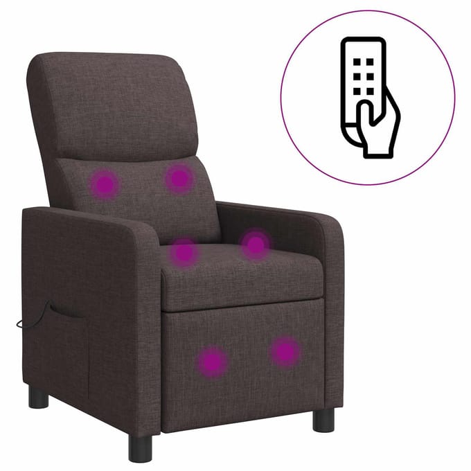 vidaXL - Massage - Relaxstoel - Donkerbruin - Polyester