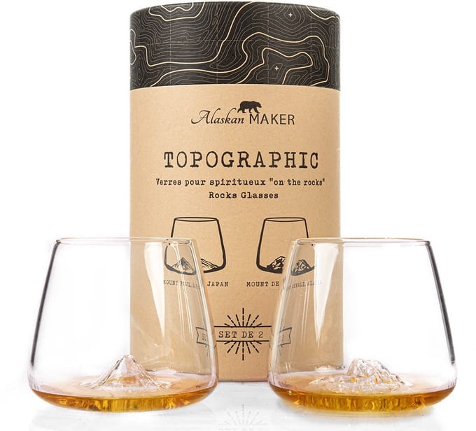 Alaskan Maker Topographic whisky glas 35cl set van 2 glazen-Mount Fuji-Mount Denali