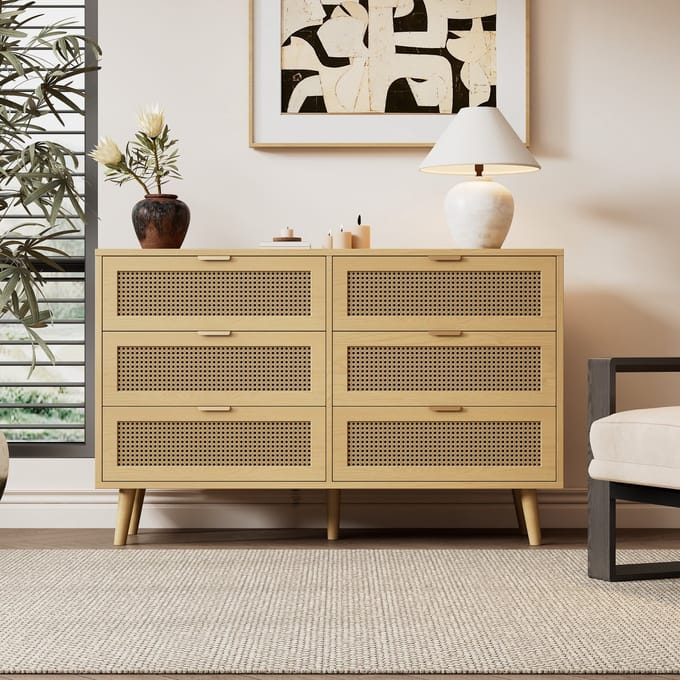 Sweiko Ladekast - Dressoir - Metalen handgrepen - Grote opbergruimte - Natuurlijke