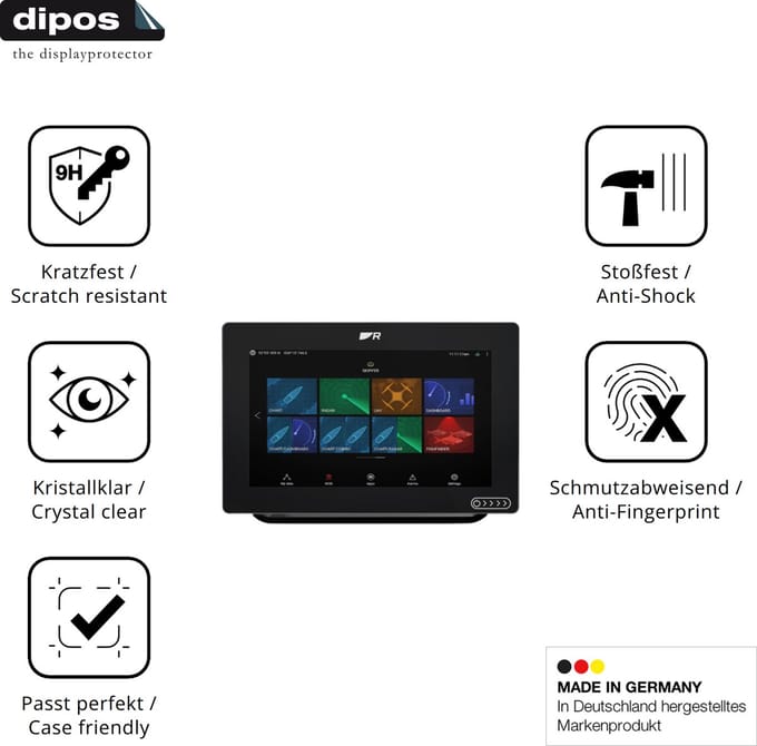 dipos – 2x Pantserfolie geschikt voor Raymarine Axiom+ 9 | 9H Screenprotector