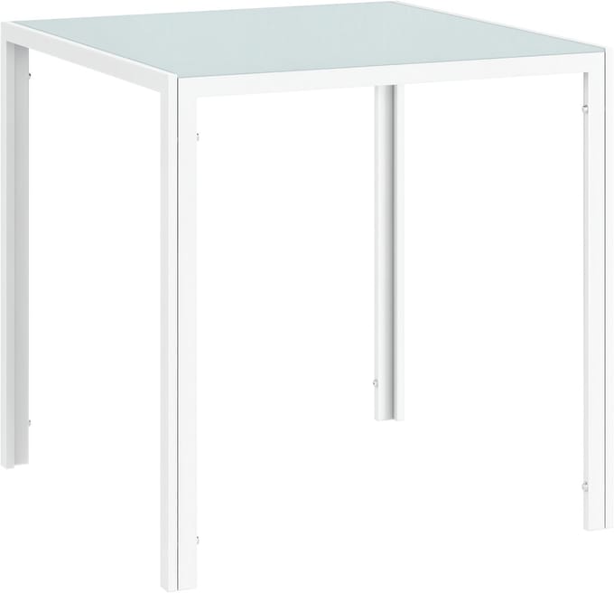 HOMCOM Eettafel vierkant met glazen blad - Keukentafel - Eethoek - Wit