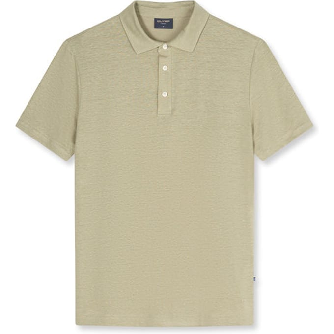 regular fit poloshirt van mix van linnen en elastaan