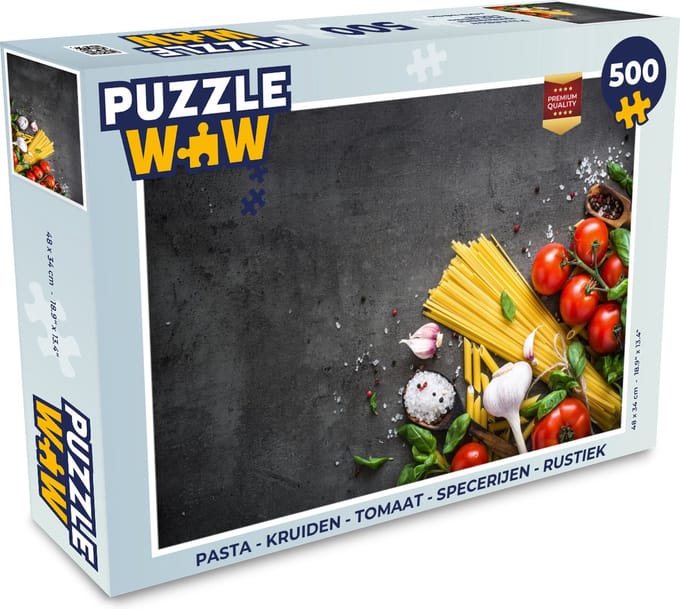 Puzzel Pasta - Kruiden - Tomaat - Specerijen - Rustiek - Legpuzzel - Puzzel 500 stukjes