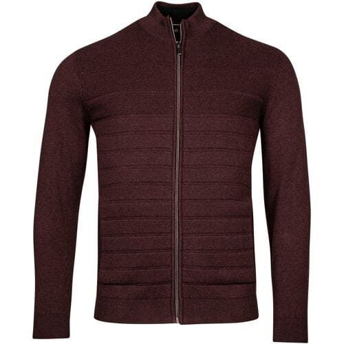 Baileys Vest Cardigan Zip Front Uni Color Multi Structure Knit Aubergine / male