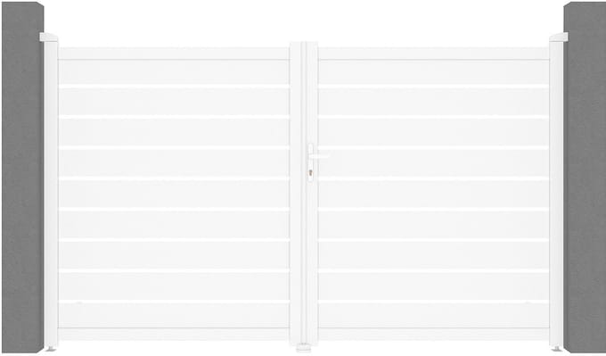 Vente-unique Aluminium openslaande poort opengewerkt L 305 x H 180 cm wit- PRIMO