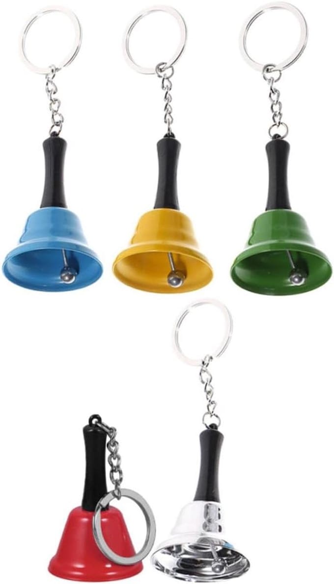 Hand Ring Bellen - Kerkbellen Dinerbellen - Feestelijk Decoreren - Stevige Metalen Constructie - 5 Stuks 12 cm - Gemengde Kleur