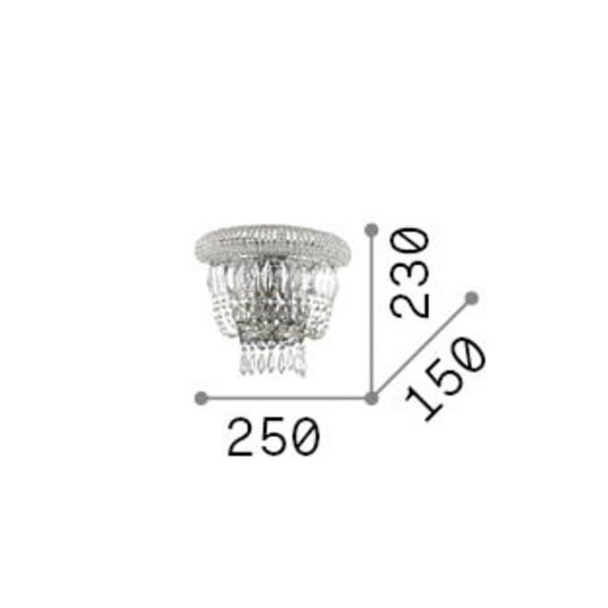 IDEAL LUX wandlamp Dubai messing/helder Breedte 25 cm Kristal