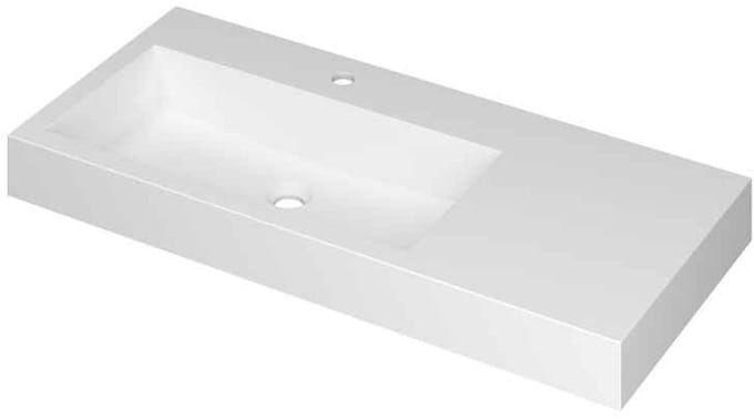INK Momento Wastafel Polystone Wasbak Links met 1 Kraangat - 1000x450x90 mm - Mat Wit