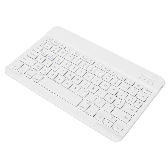 Clavier sans fil Bluetooth AZERT fin et étanche de 10 pouces, style ciseaux, pour blanc