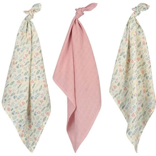 Prénatal hydrofiele luiers bloemen 3 stuks Pink dames