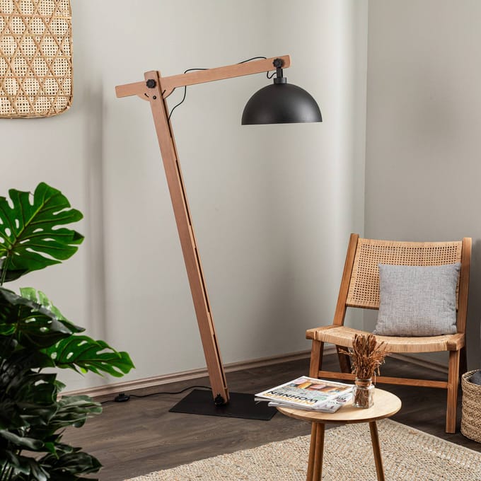Envostar Stort vloerlamp met houten frame