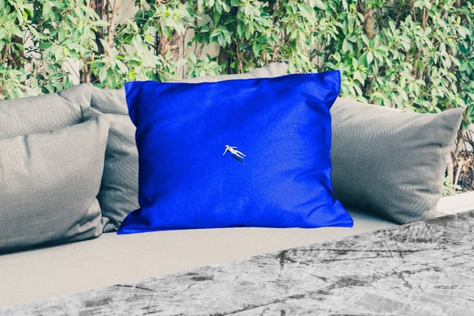 Buitenkussens - Vintage - Blauw - Vrouw - 60x40 cm - Weerbestendig