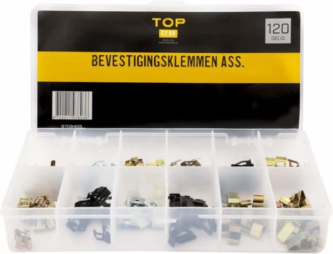 Bevestigingsklemmen assortimentsdoos 120-delig - TOPGEAR