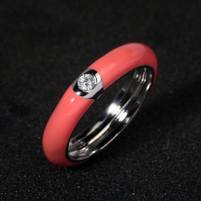 Creatieve Ring voor Dames Europees en Amerikaans Retro Gekleurde Emaille Ring Verguld Minimalistisch No.8 red
