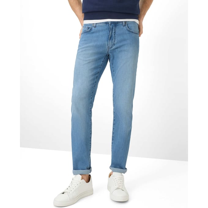 Brax Heren Jeans  Style CHUCK SKY BLUE USED, denim lichtblauw, maat 36/34