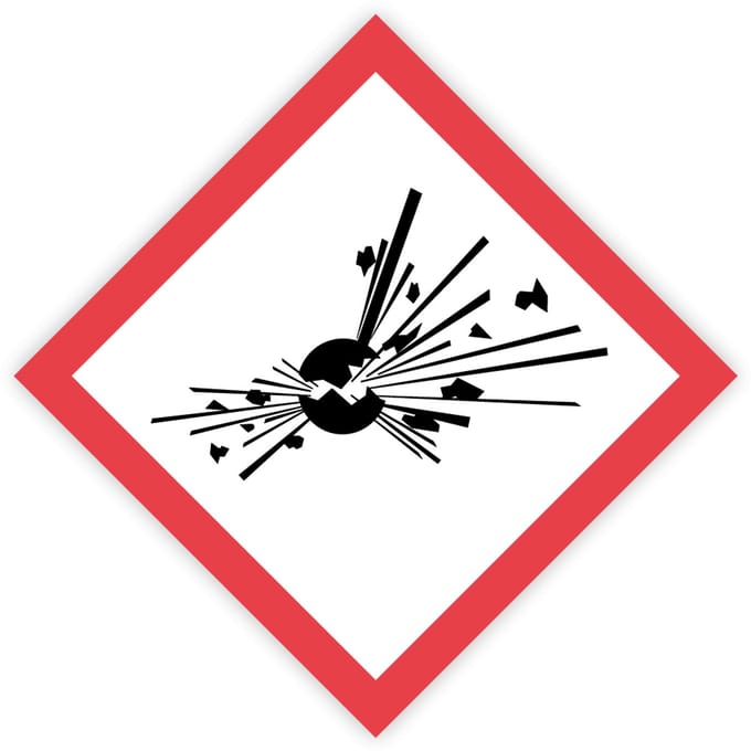 Gevaarsetiketten GHS 01 Explosief - Explosive - Formaat 25 x 25 cm