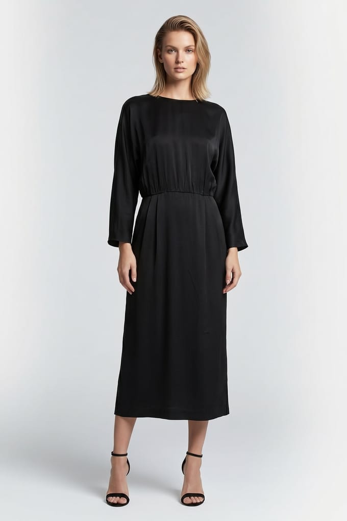 & Other Stories Dory Dress Black Maat: 36 | Midi Jurken Outlet | Dames | Zwart