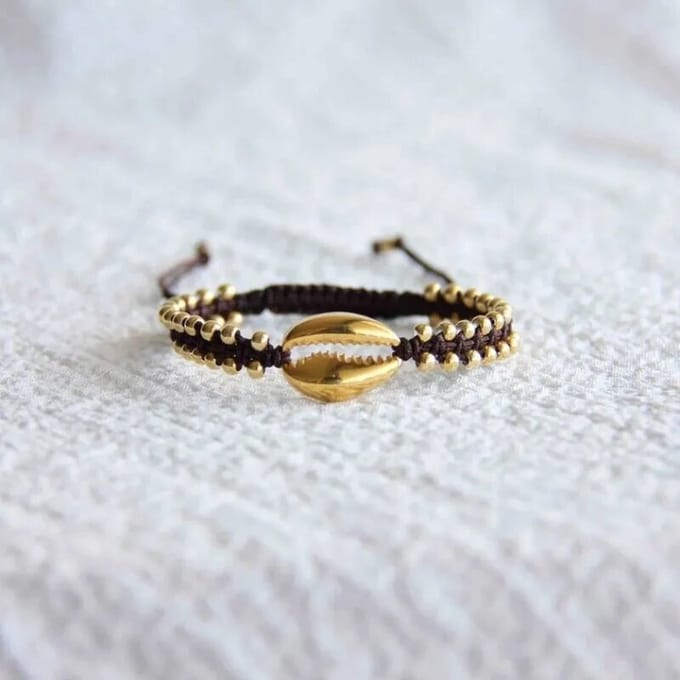 Armbandje schelp - Verstelbaar - Geweven - Schelp - Zomer
