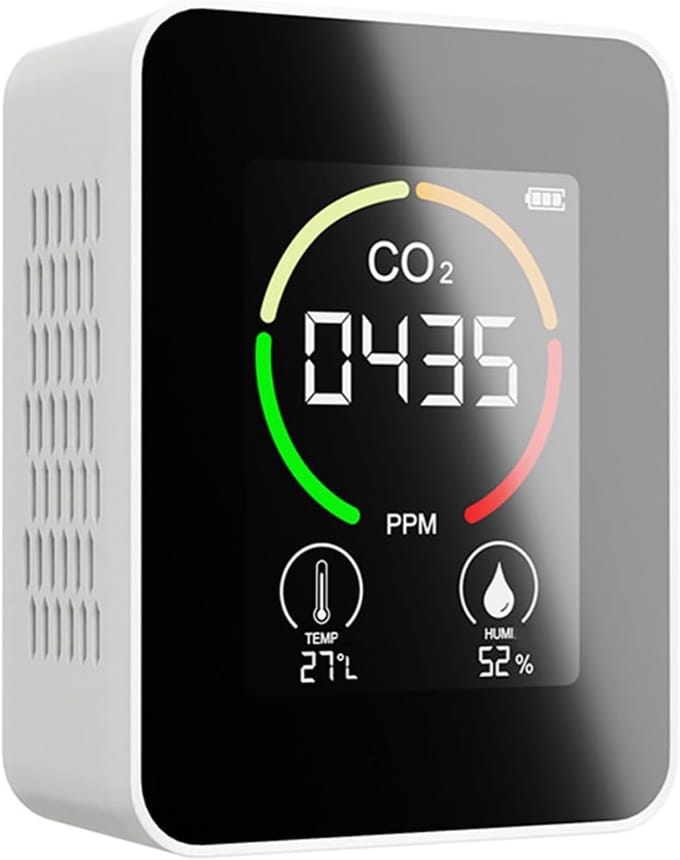 Co2 Detector - Luchtkwaliteit Meter - Binnenklimaat Meten - NDIR Sensor - 1500mAh Batterij - Wit