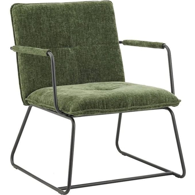 Dimehouse Moderne fauteuil donkergroen chenille stof Hailey - Chenille - Design