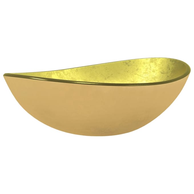 vidaXL - Wasbak - 54,5x35x15,5 - cm - gehard - glas - goudkleurig