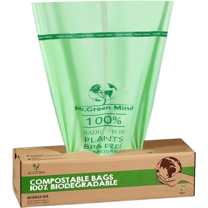 Afvalzak bio Mr.Green Mind 60x80cm 60 liter dispenser 60 stuks