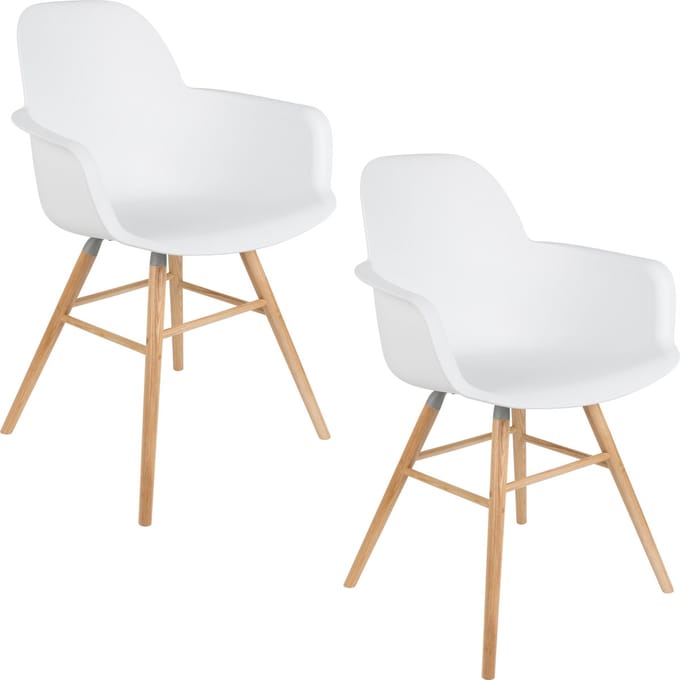 Zuiver Albert Kuip Eetkamerstoelen Armleuning Wit - Set van 2