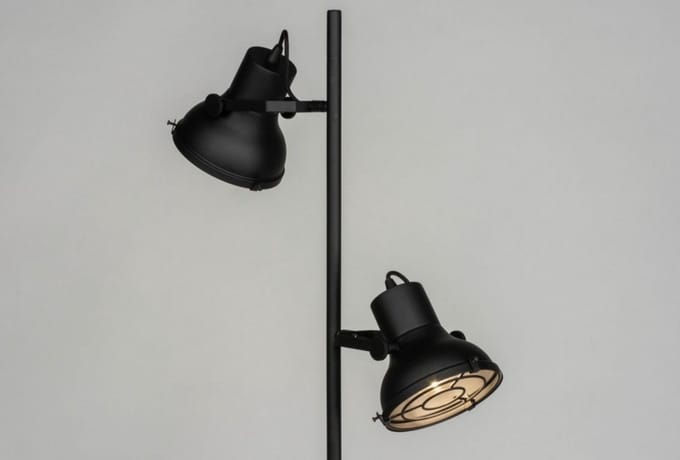 Lumidora Vloerlamp 73425 - INDUSTRIAL - 2 Lichts - E27 - Zwart - Metaal