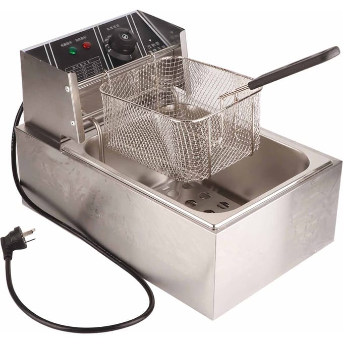 Elektrische Friteuse RVS Frietjes Chips Friteuse Machine voor Commercieel Gebruik 2500W gray