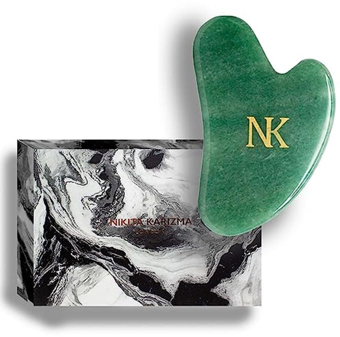 Groene Jade Gua Sha Massage Tool | Guasha Tool voor Gezicht | Verzorgingsset in Geschenkdose
