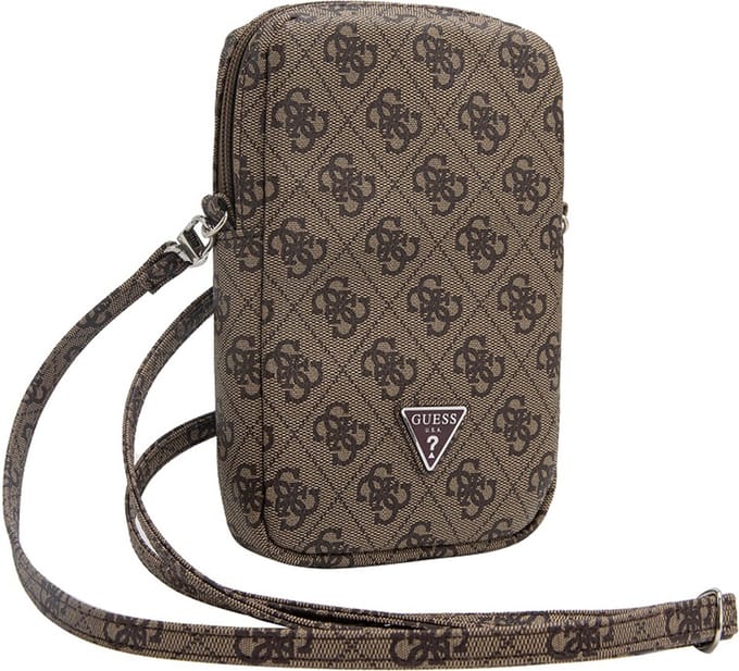 Guess Triangle Logo Wallet Pouch met Riem (7 Inch) - Bruin
